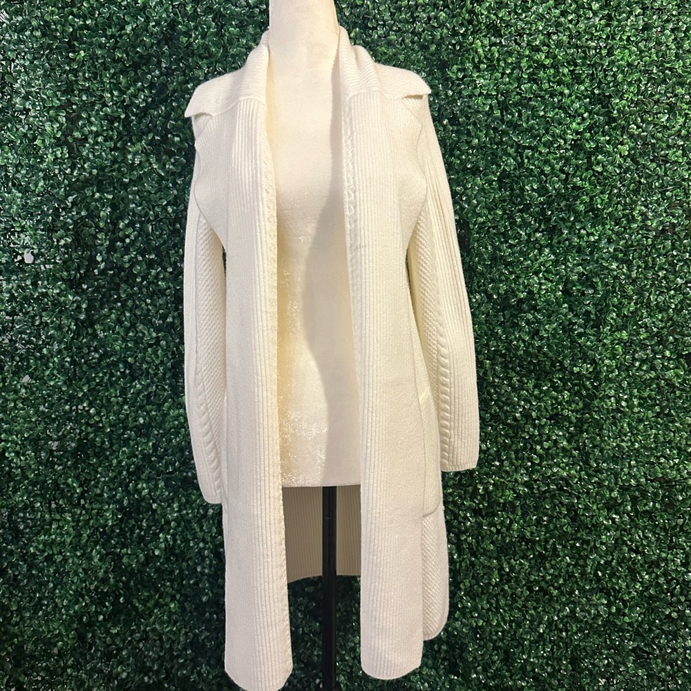 Ann Taylor Cream Open-Front Cardigan
